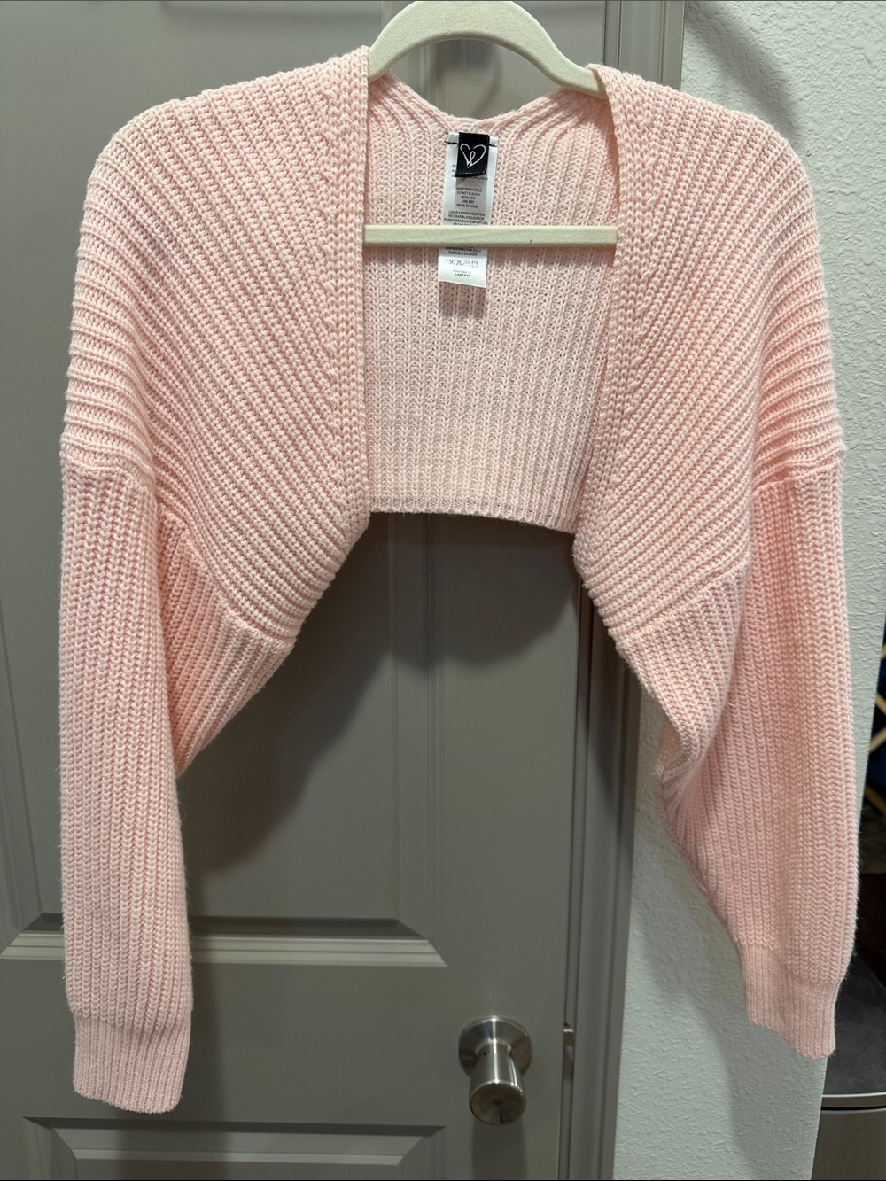Windsor pink knit cropped sweater shrug bolero poncho S M